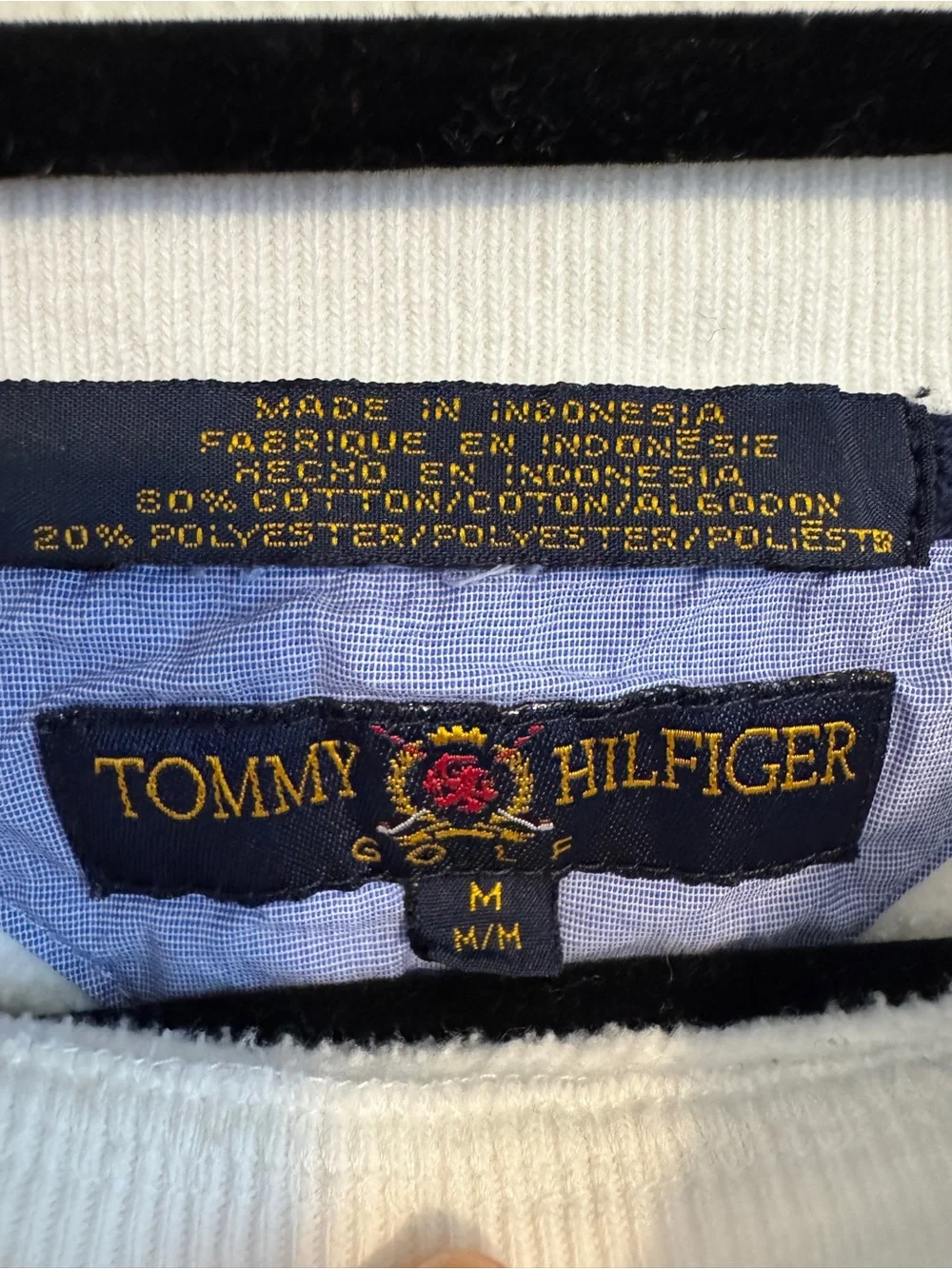 Tommy Hilfiger Golf Classic White Crewneck Sweater with Subtle Stripe